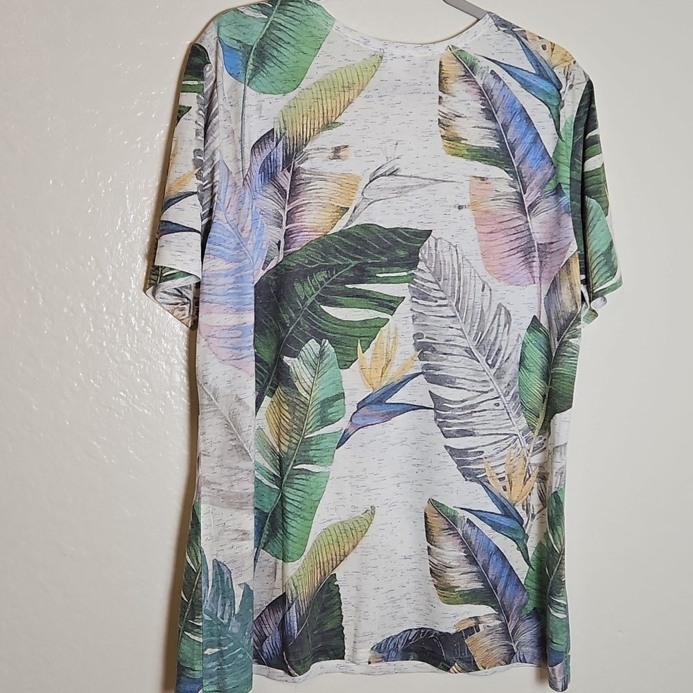 Sag Harbor Tropical Leaf Print Short Sleeve Tee - Picture 3 of 6